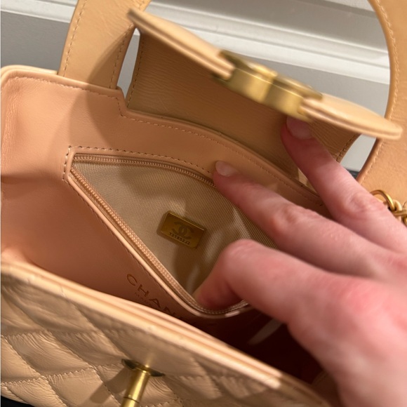 Chanel Beige Shiny Crinkled Quilted Leather Mini Shopping Bag NEW - Picture 13 of 16